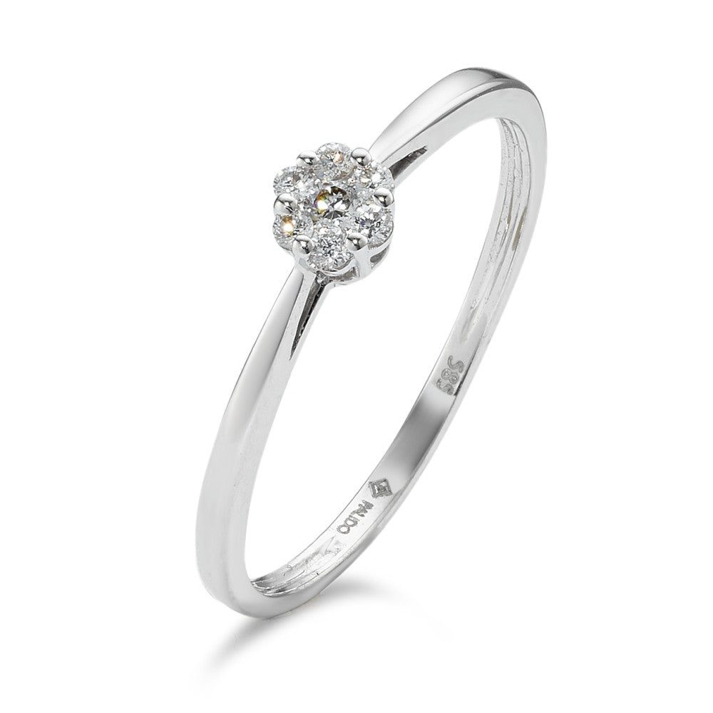 Solitaire ring 14k White Gold Diamond 0.07 ct, 7 Stones, w-si