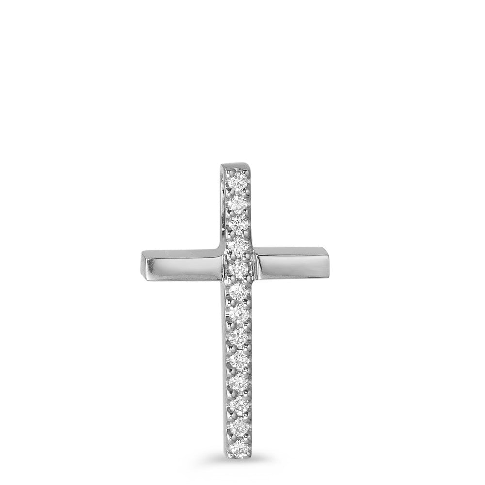 Pendant 18k White Gold Diamond 0.03 ct, 13 Stones, w-si Cross