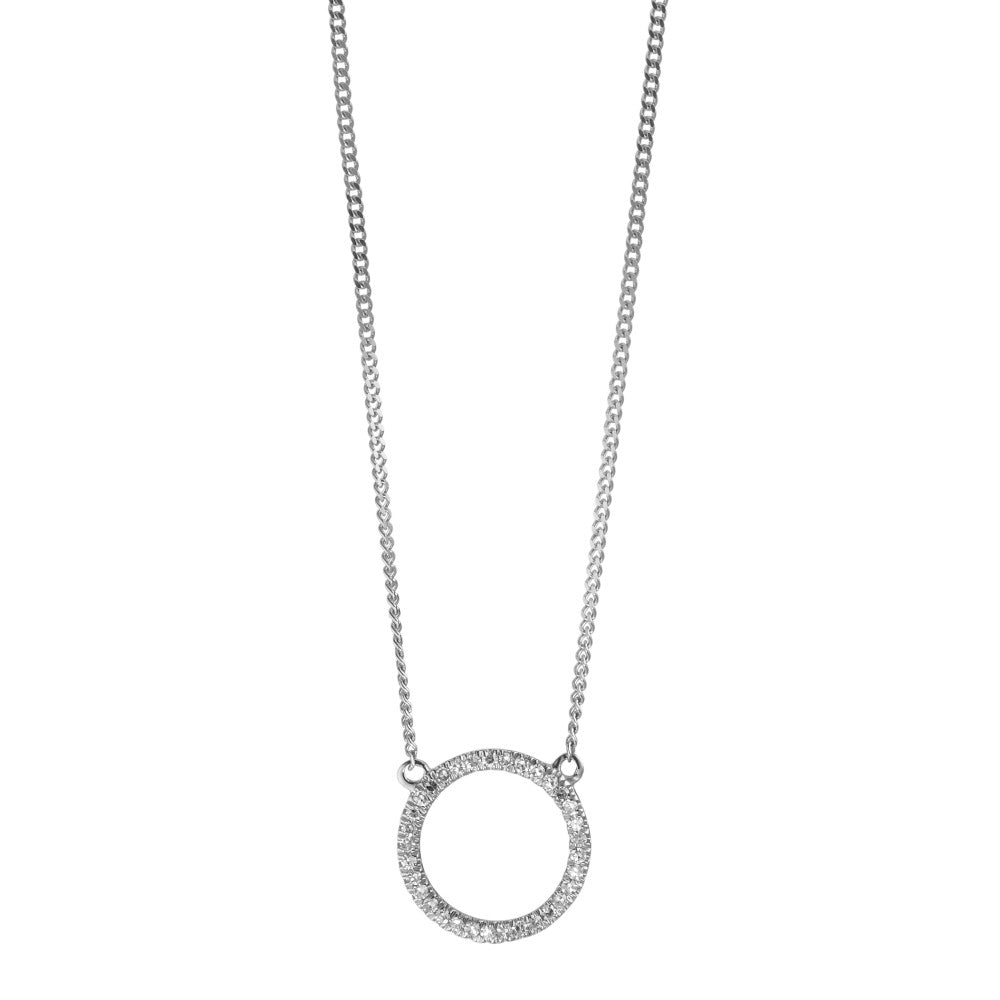 Necklace 14k White Gold Diamond 0.05 ct, w-si 42 cm