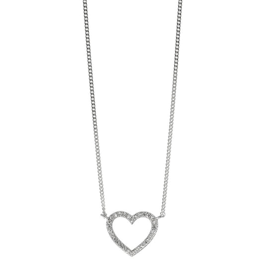 Necklace 14k White Gold Diamond 0.06 ct, w-si Heart 42 cm