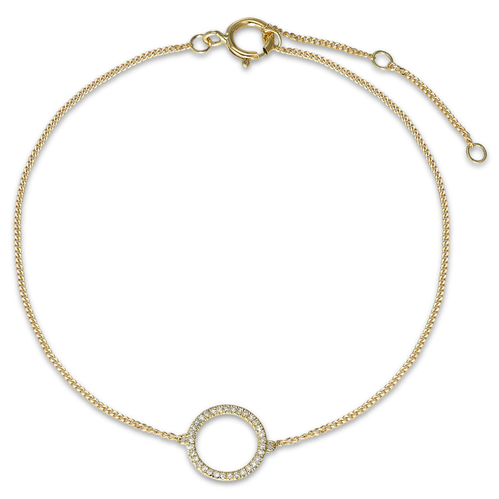 Bracelet 14k Yellow Gold Diamond 0.05 ct, w-si 15-18 cm