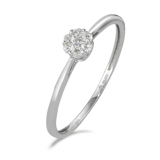 Solitaire ring 14k White Gold Diamond 0.11 ct, 7 Stones, w-si