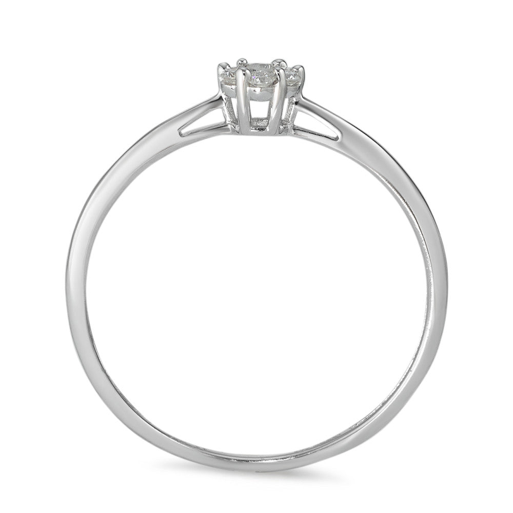 Solitaire ring 14k White Gold Diamond 0.11 ct, 7 Stones, w-si