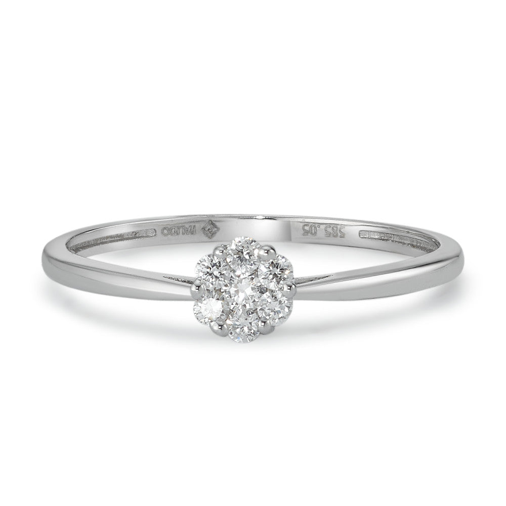 Solitaire ring 14k White Gold Diamond 0.11 ct, 7 Stones, w-si