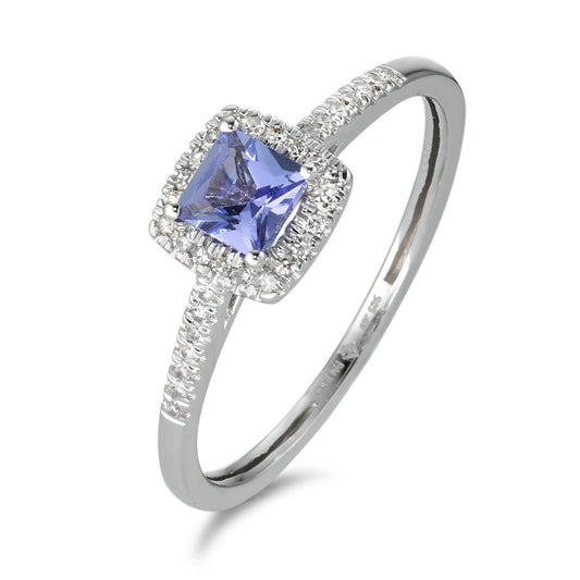 Ring 14k White Gold Diamond 0.09 ct, w-si, Tanzanite