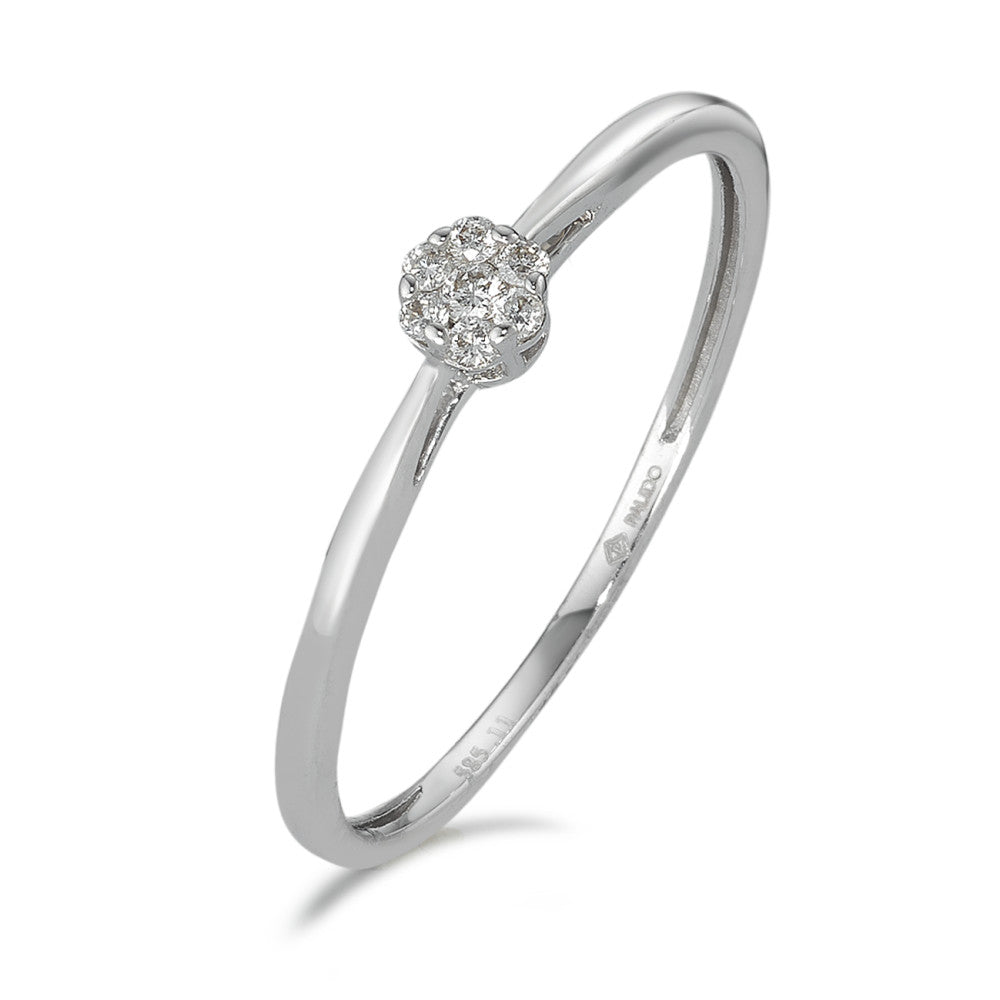 Solitaire ring 14k White Gold Diamond 0.05 ct, 7 Stones, w-si