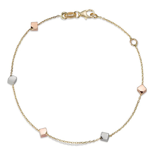 Bracelet 14k Yellow Gold, 14k White Gold, 14k Red Gold Tricolor 17-19 cm Ø4 mm