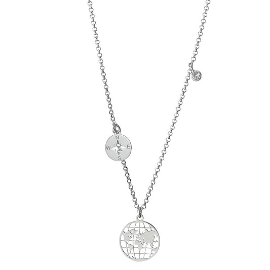 Necklace Silver Zirconia Rhodium plated Globe 40-44 cm