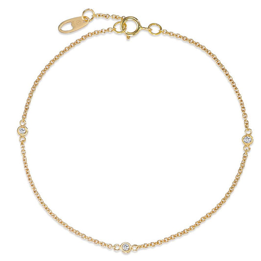 Bracelet 18k Yellow Gold Diamond 0.06 ct, 3 Stones, w-si 17.5-19 cm