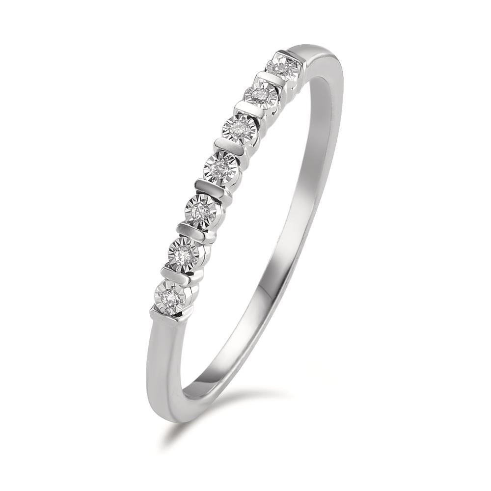 Memory ring 14k White Gold Diamond 0.03 ct, 7 Stones, w-si