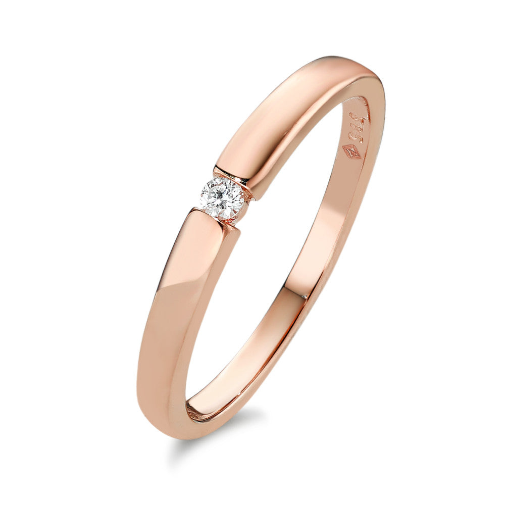 Solitaire ring 14k Red Gold Diamond 0.03 ct, w-si