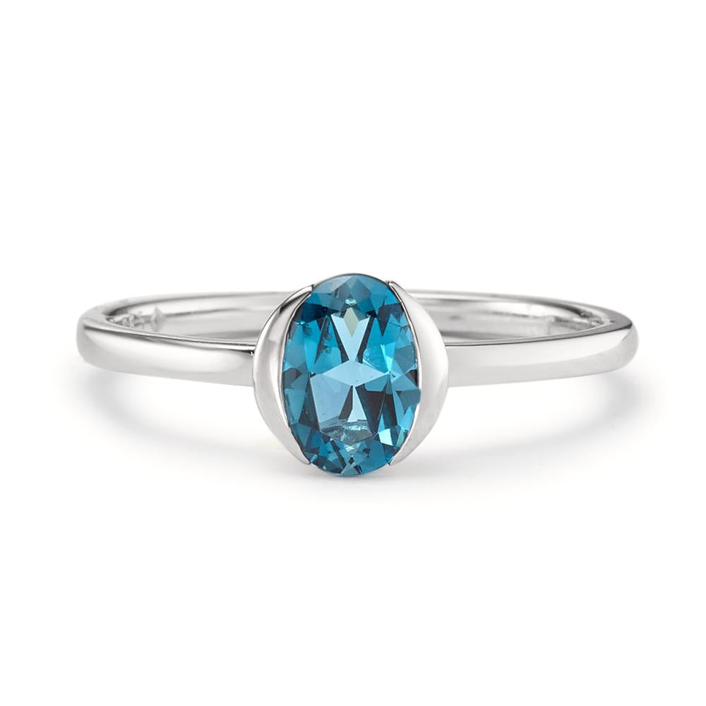 Solitaire ring 14k White Gold London Blue Topaz