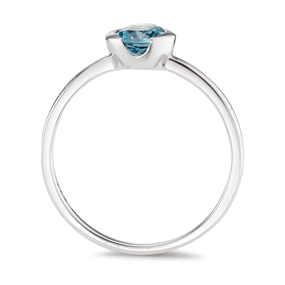 Solitaire ring 14k White Gold London Blue Topaz