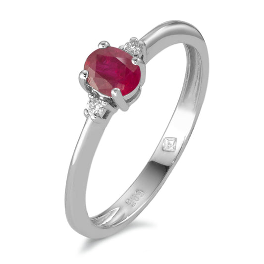 Ring 14k White Gold Ruby 3 Stones