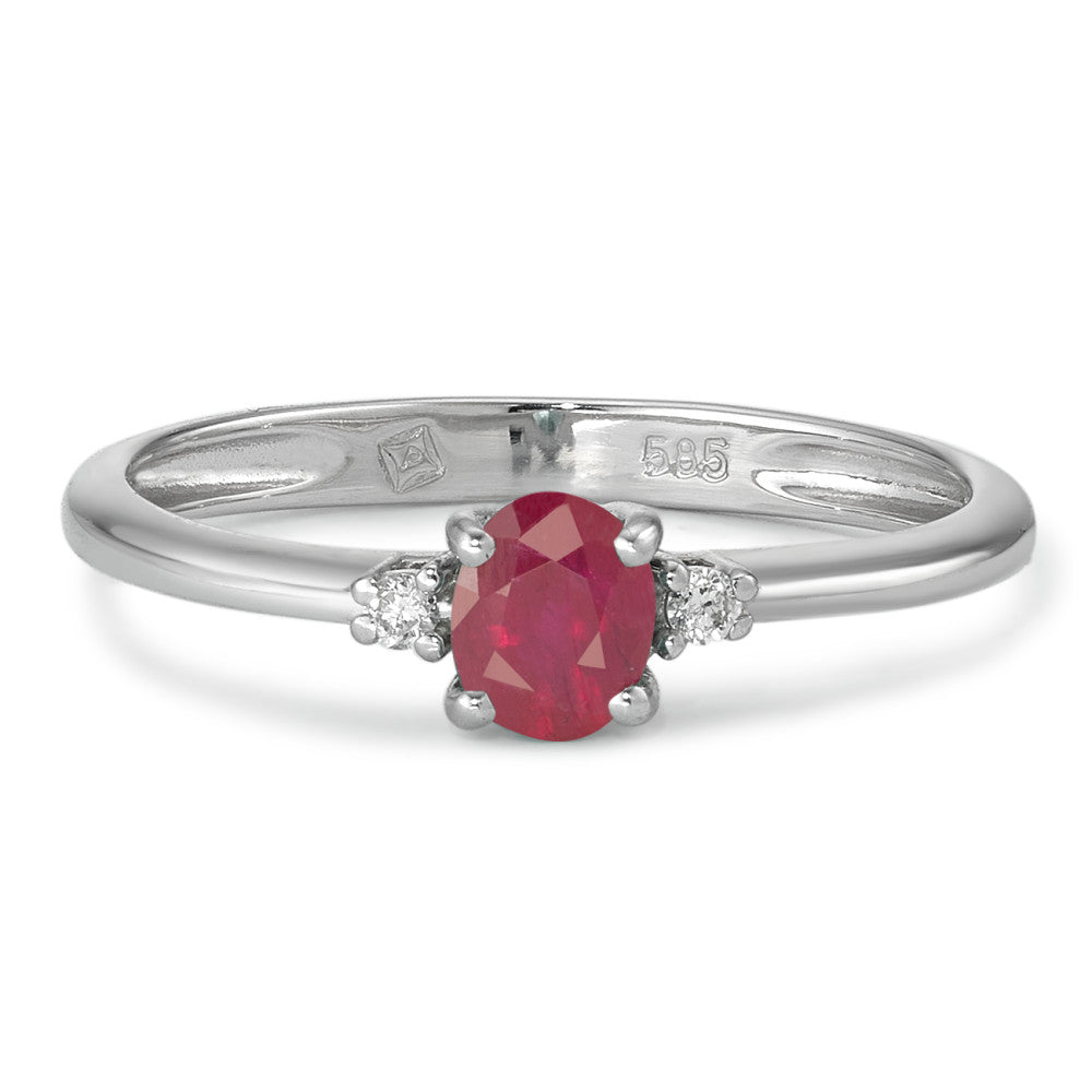 Ring 14k White Gold Ruby 3 Stones