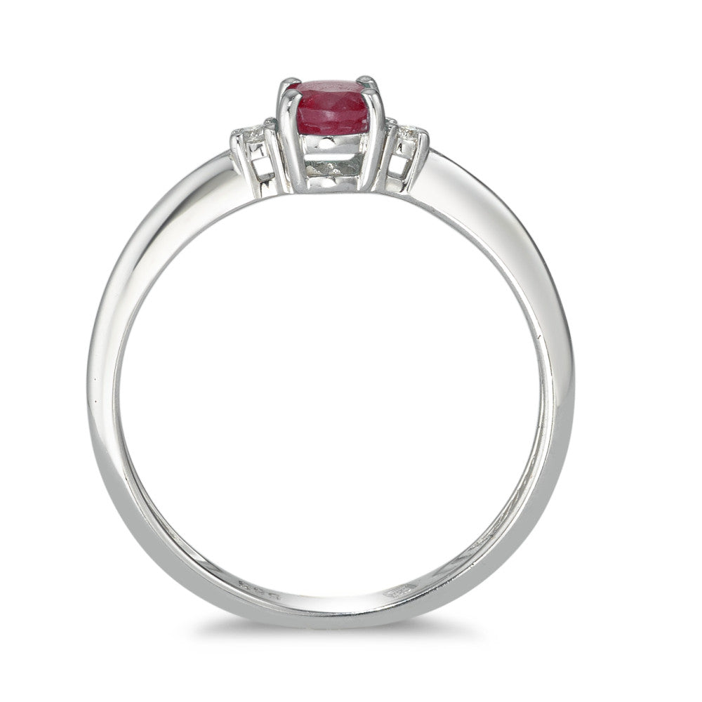 Ring 14k White Gold Ruby 3 Stones