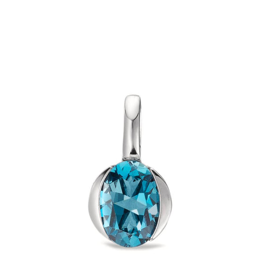 Pendant 14k White Gold London Blue Topaz Ø6.5 mm