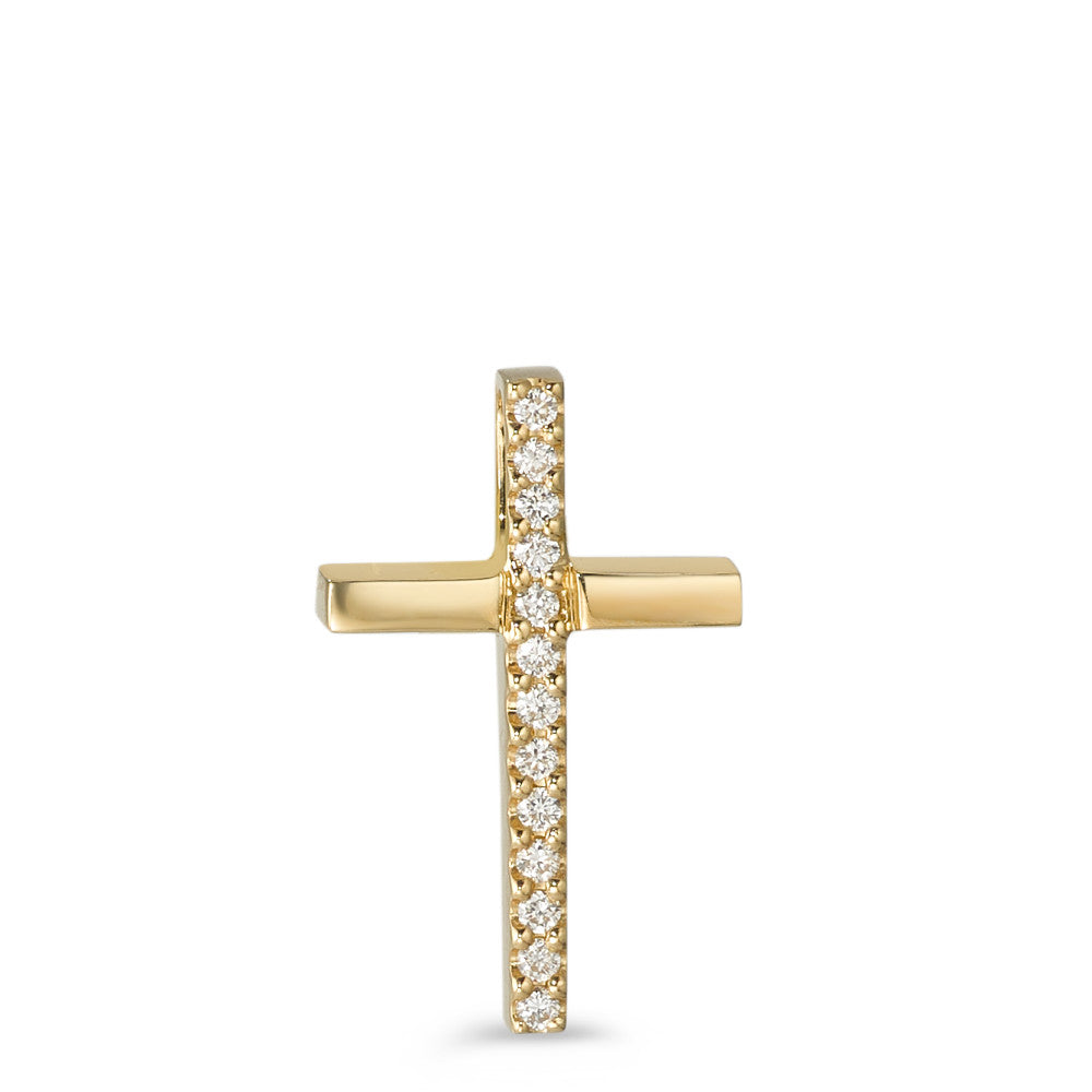 Pendant 18k Yellow Gold Diamond 0.03 ct, 13 Stones, w-si Cross