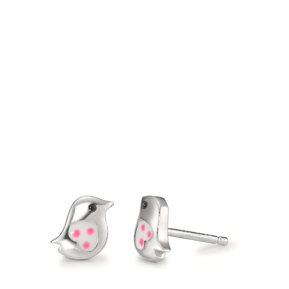 Stud earrings Silver Rhodium plated Bird