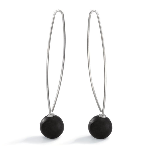 Drop Earrings Stainless steel, Carbon Ø9 mm
