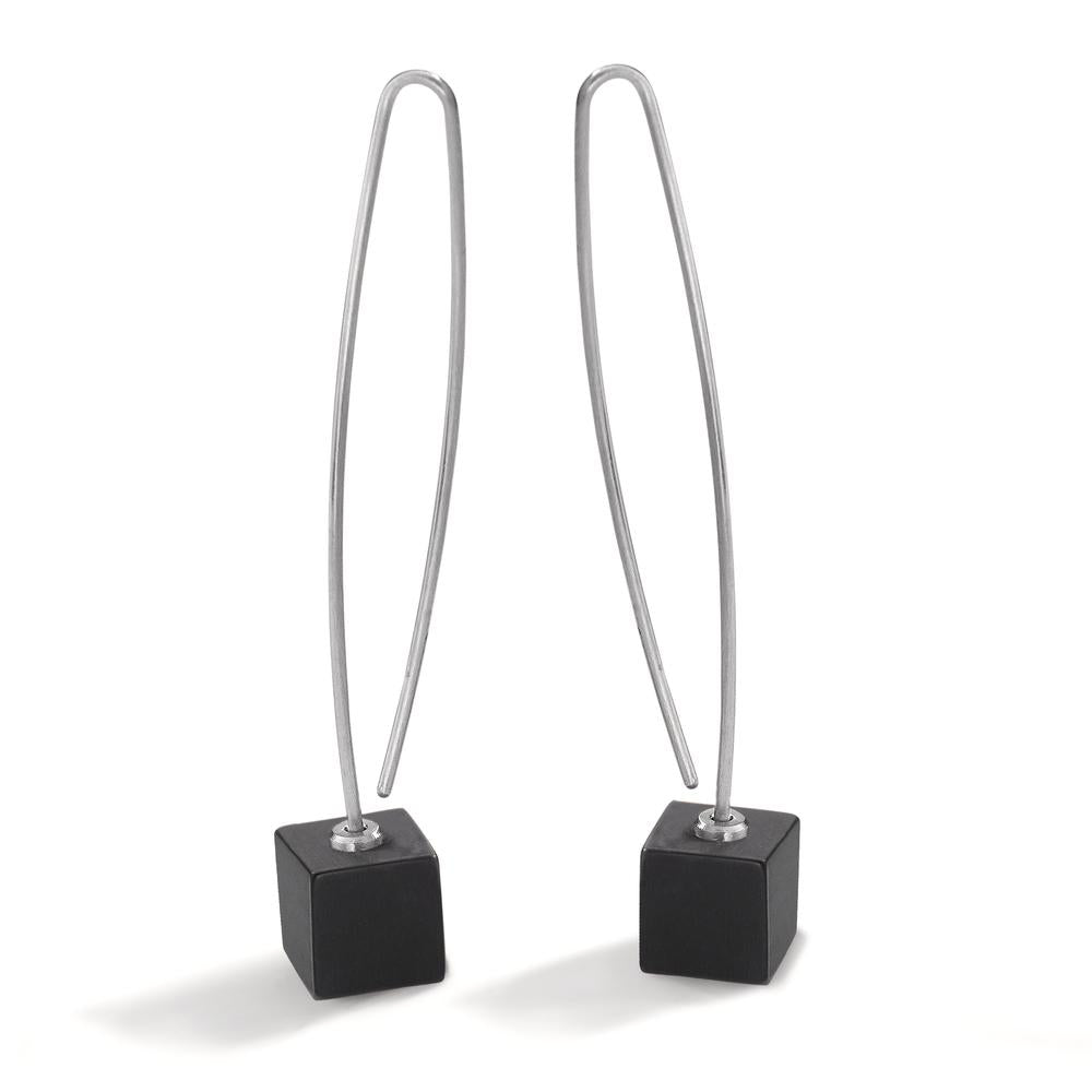 Drop Earrings Stainless steel, Carbon Ø7 mm