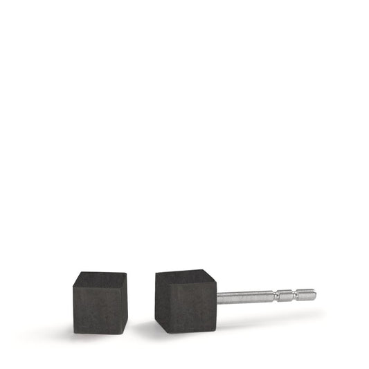 Stud earrings Stainless steel, Carbon Ø4 mm