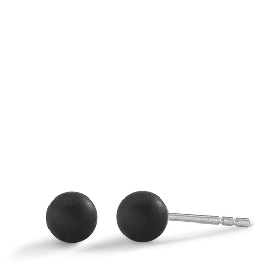 Stud earrings Stainless steel, Carbon Ø5 mm
