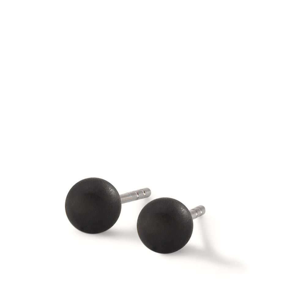 Stud earrings Stainless steel, Carbon Ø5 mm