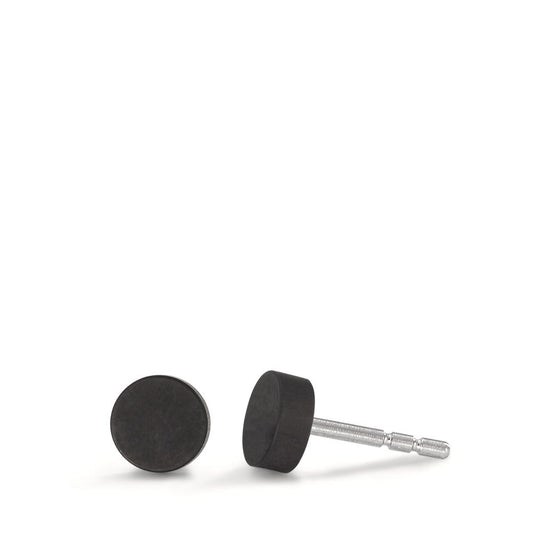 Stud earrings Stainless steel, Carbon Ø5 mm