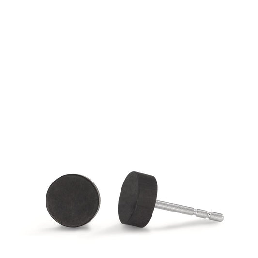 Stud earrings Stainless steel, Carbon Ø6 mm