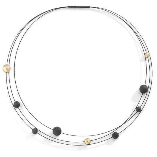 Necklace Stainless steel, Carbon, Aluminum Yellow IP coated 42 cm