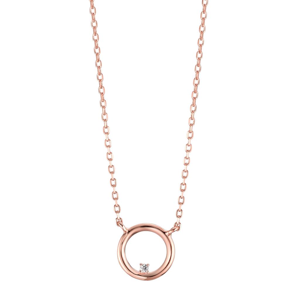 Necklace Silver Zirconia Rose Gold plated 40-45 cm