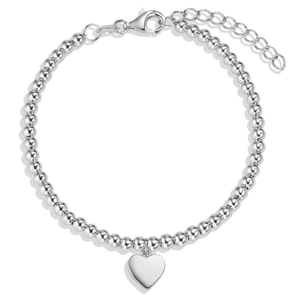 Bracelet Silver Rhodium plated Heart 16-18.5 cm