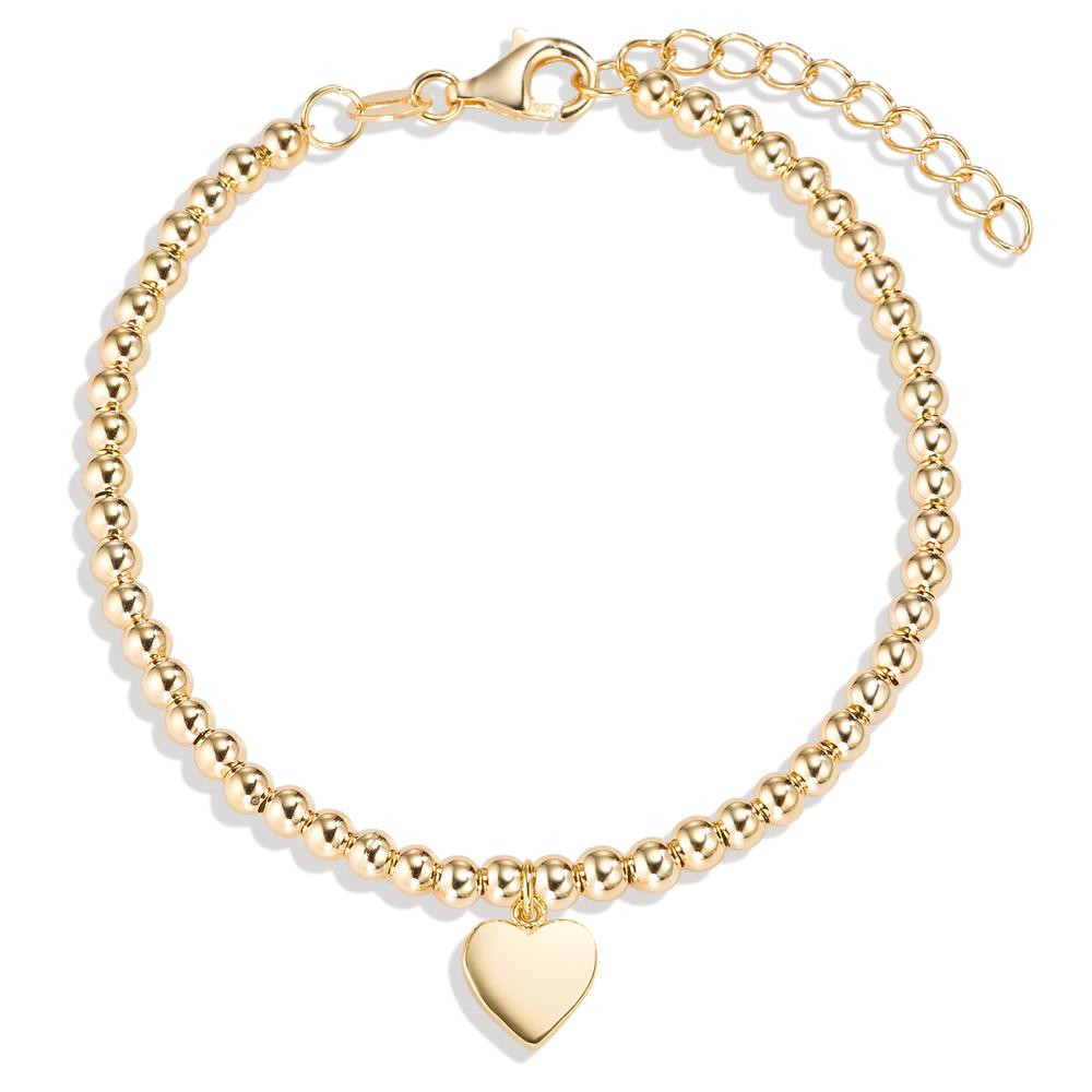 Bracelet Silver Yellow Gold plated Heart 16-18.5 cm