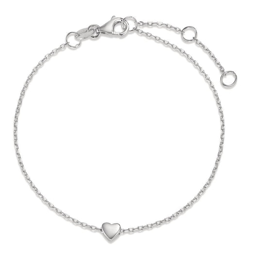 Bracelet Silver Rhodium plated Heart 16-19 cm