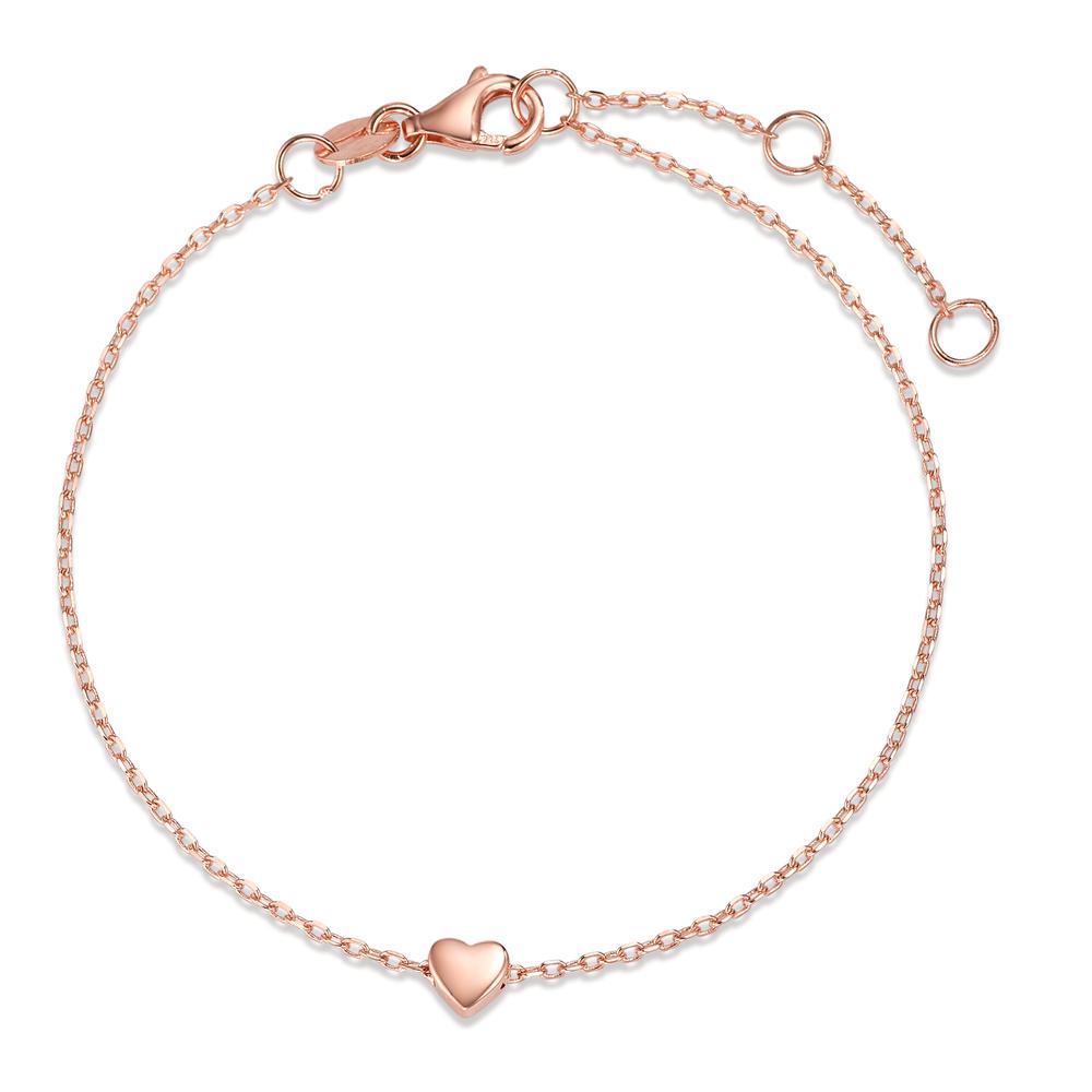 Bracelet Silver Rose Gold plated Heart 16-19 cm