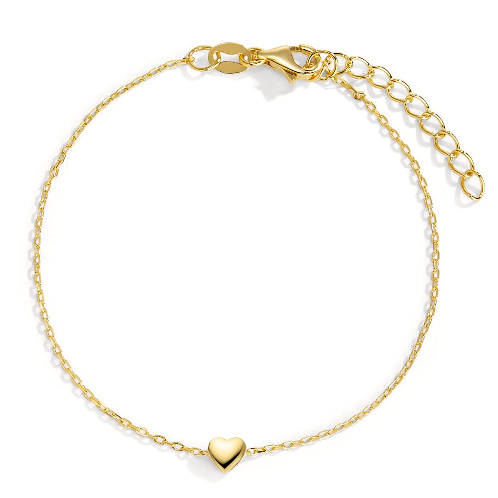 Bracelet Silver Yellow Gold plated Heart 16-19 cm
