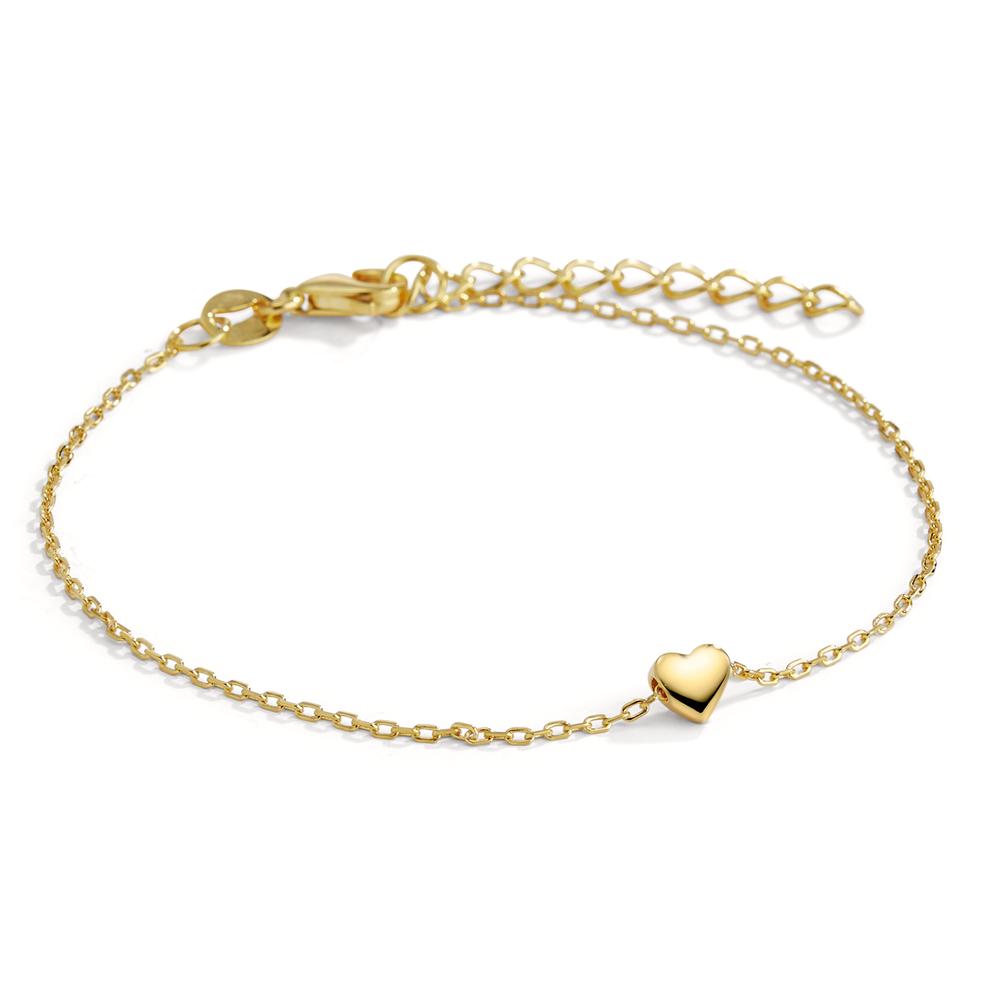 Bracelet Silver Yellow Gold plated Heart 16-19 cm