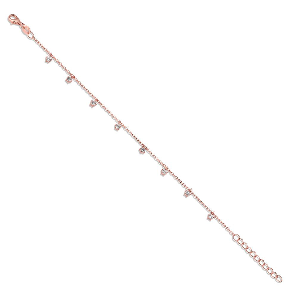 Bracelet Silver Zirconia 8 Stones Rose Gold plated 15-18 cm