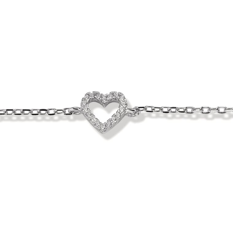 Bracelet Silver Zirconia 18 Stones Rhodium plated Heart 15-18 cm