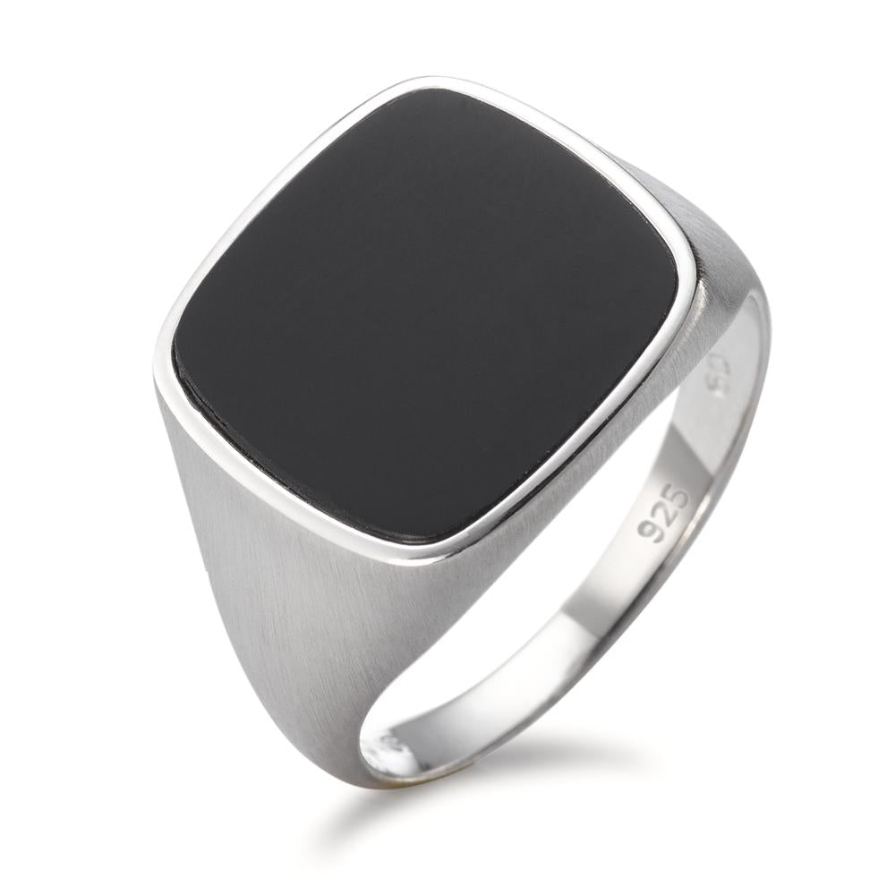 Ring Silver Onyx Rhodium plated