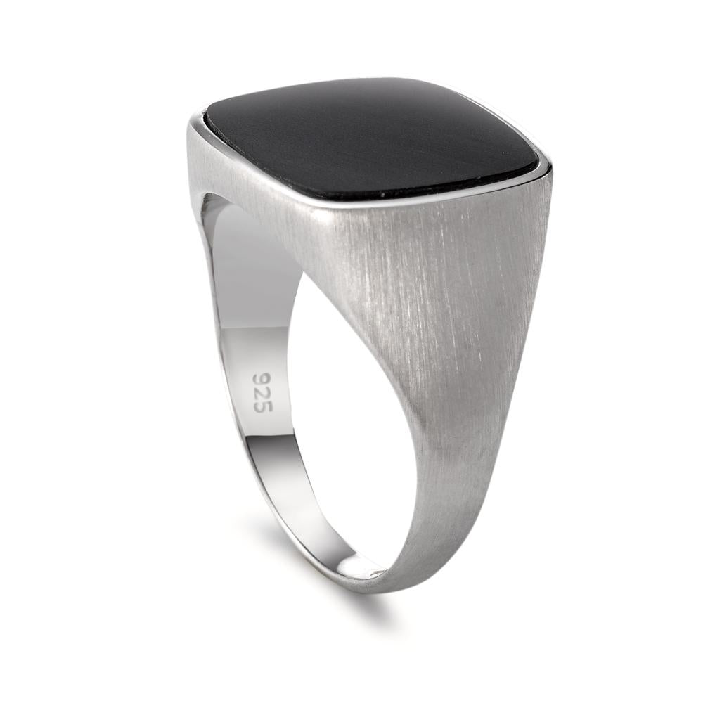 Ring Silver Onyx Rhodium plated