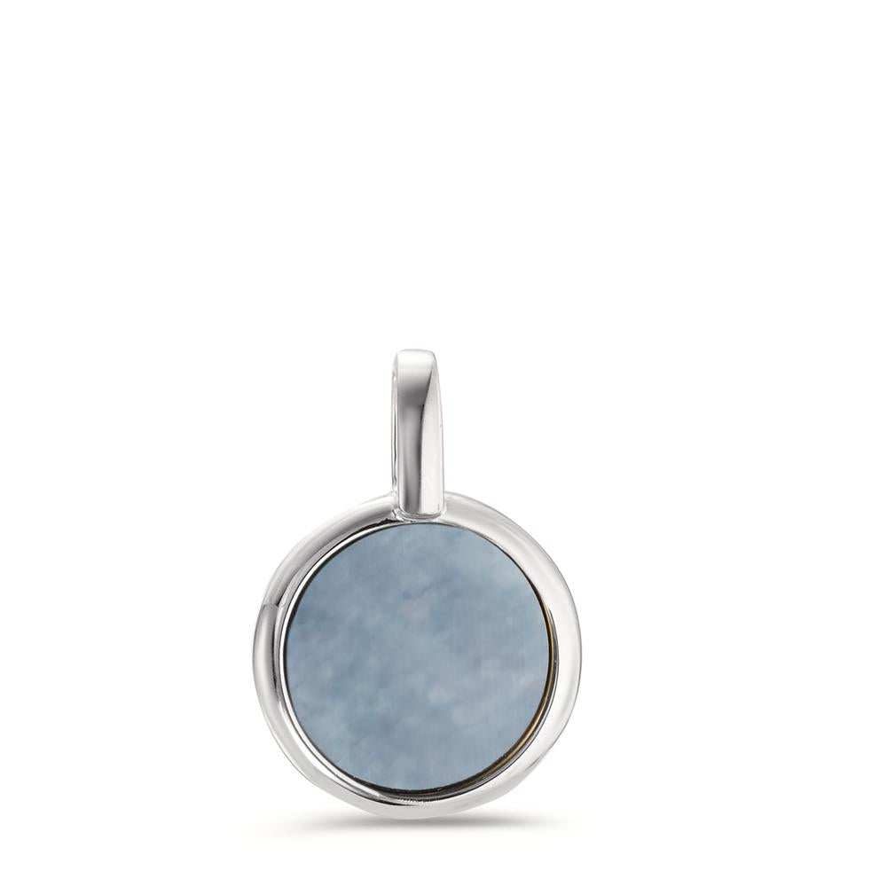 Pendant Silver Rhodium plated Mother of pearl Ø14 mm