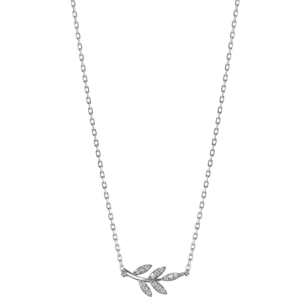 Necklace Silver Zirconia 15 Stones Rhodium plated Leaf 40-45 cm