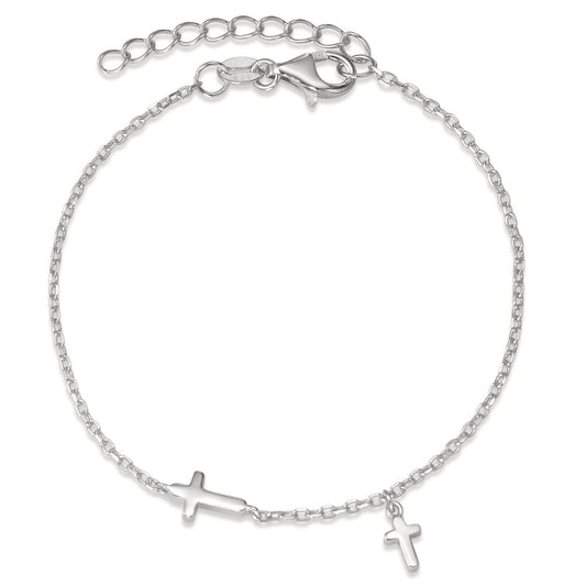 Bracelet Silver Rhodium plated Cross 15.5-18 cm