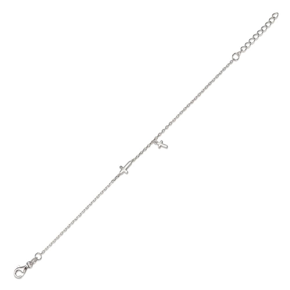 Bracelet Silver Rhodium plated Cross 15.5-18 cm