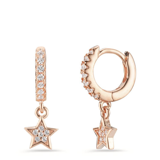 Hinged hoop Silver Zirconia Rose Gold plated Star
