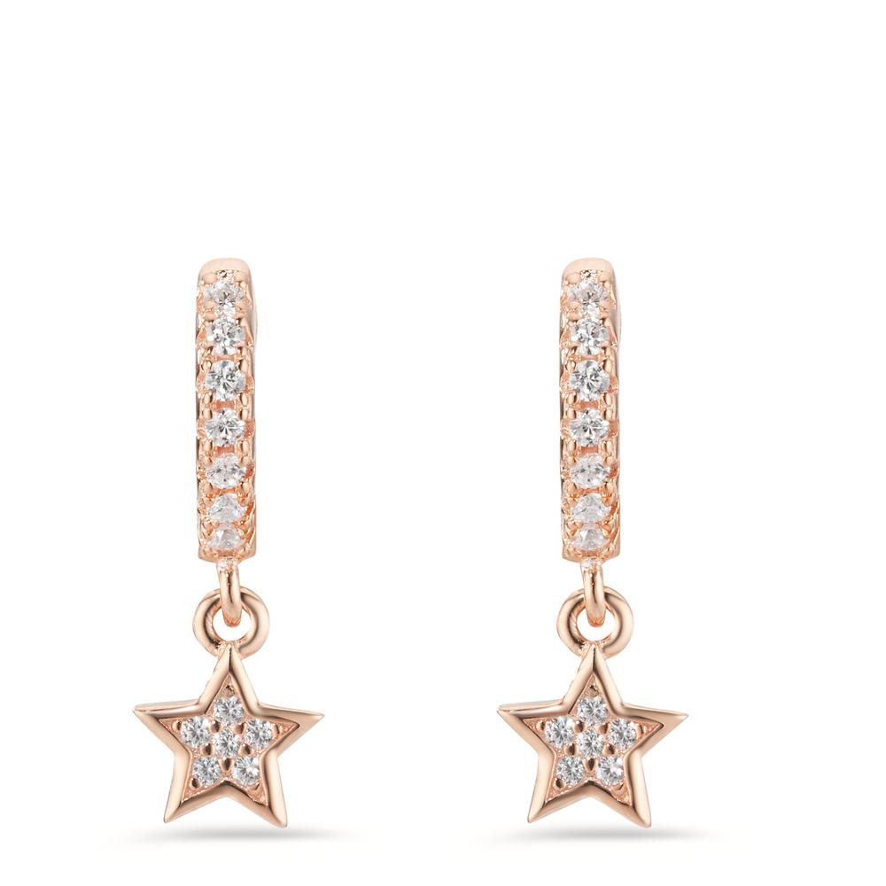 Hinged hoop Silver Zirconia Rose Gold plated Star