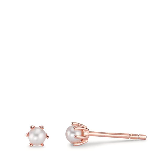 Stud earrings Silver Rose Gold plated Freshwater pearl Ø4 mm