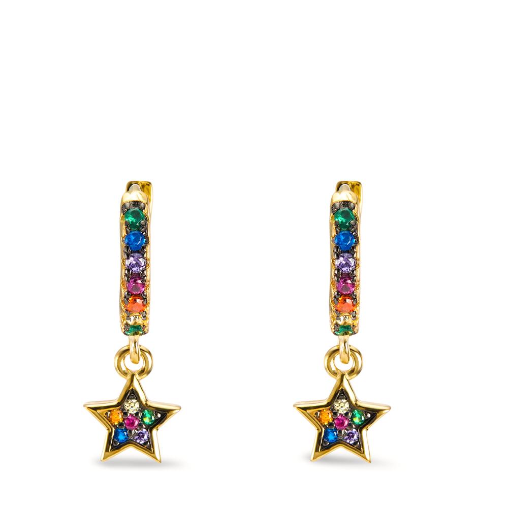 Hinged hoop Silver Zirconia Colorful Yellow Gold plated Star Ø5.5 mm